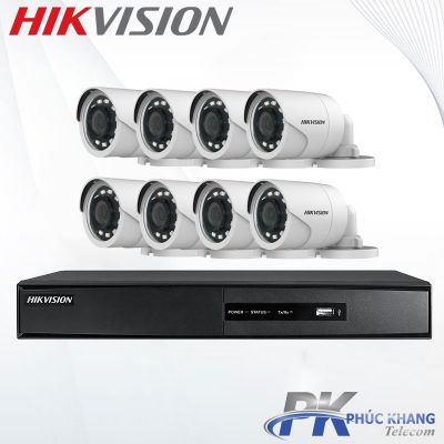 Lắp đặt trọn bộ 8 camera HDTVI Hikvision 2MP giá rẻ