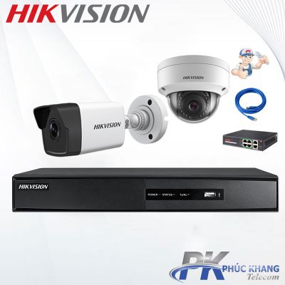 Lắp đặt trọn bộ 2 camera IP 4MP-2K  Hikvision 4MP giá rẻ