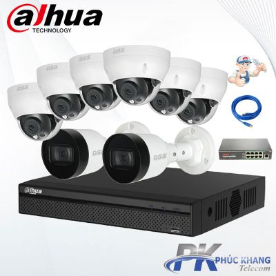 Lắp đặt trọn bộ 8 camera IP 2MP Dahua